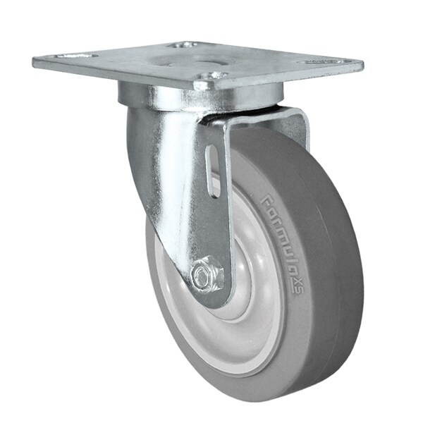 4"x1-1/4" Swivel Caster, Thermo Plastic Rubber Wheel, 300 lbs Capa